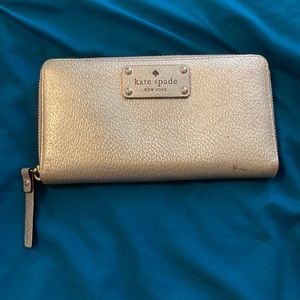 Kate Spade gold zipper billfold wallet